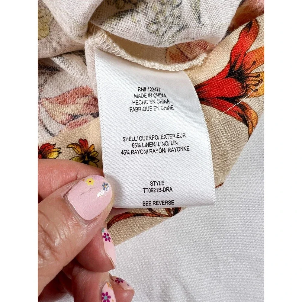 NWT‎ Evereve Char Floral Flutter Tank S Linen Ruffle Butter Yellow Feminine Boho - Picture 5 of 8